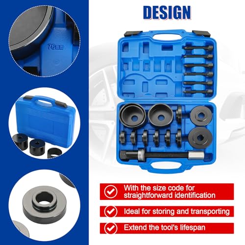 NYXOVA 19pcs Front Wheel Drive Bearing Removal Installation Service Tool Kit, Wheel Bearing Removal Kit, Bearing Removal Install Adapter Puller Pulley Service Tool Kit - Image 5