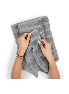 Safi Plus Towel Set 3 Piece Luxury Hotel Quality 600 GSM 100% Genuine Combed Cotton, Super Soft & Absorbent Family Bath Towels -  1 Bath Towel, 1 Hand Towel, 1 Washcloth - Light Grey  - Image 3