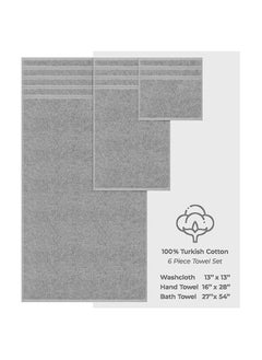 Safi Plus Towel Set 3 Piece Luxury Hotel Quality 600 GSM 100% Genuine Combed Cotton, Super Soft & Absorbent Family Bath Towels -  1 Bath Towel, 1 Hand Towel, 1 Washcloth - Light Grey  - Image 5