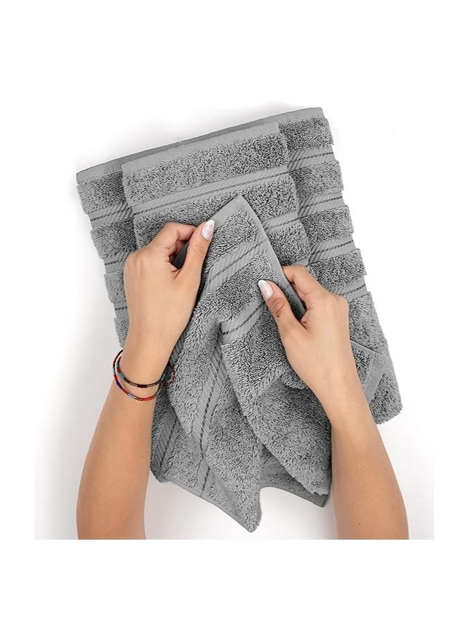 Safi Plus Towel Set 3 Piece Luxury Hotel Quality 600 GSM 100% Genuine Combed Cotton, Super Soft & Absorbent Family Bath Towels -  1 Bath Towel, 1 Hand Towel, 1 Washcloth - Light Grey - Image 3