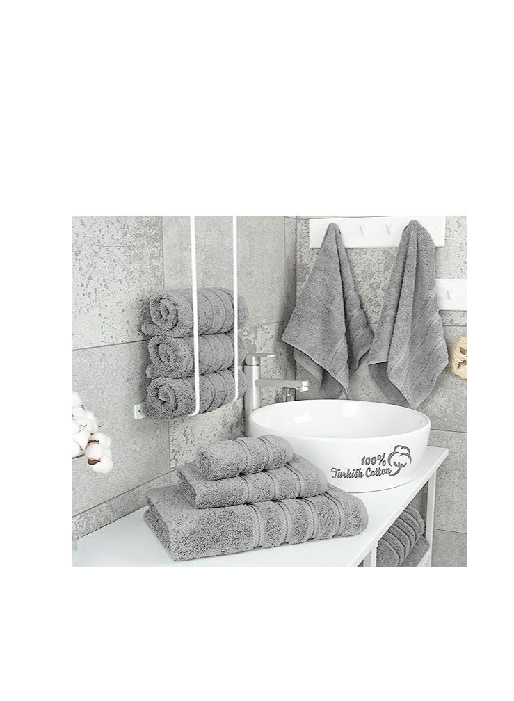 Safi Plus Towel Set 3 Piece Luxury Hotel Quality 600 GSM 100% Genuine Combed Cotton, Super Soft & Absorbent Family Bath Towels -  1 Bath Towel, 1 Hand Towel, 1 Washcloth - Light Grey - Image 2