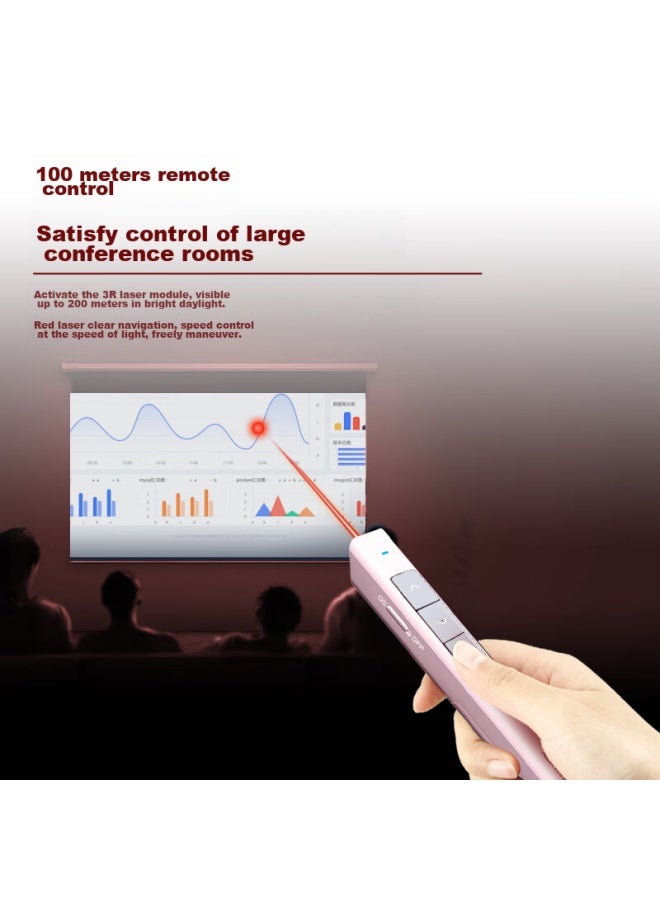 Norwii 360-degree Control Laser Page-turning Pen For Teachers, 100-meter Long-range Remote Ppt Wireless Presenter Projection Pen Cat-whisker Electronic Pen N26 Red Light Pink - Image 5