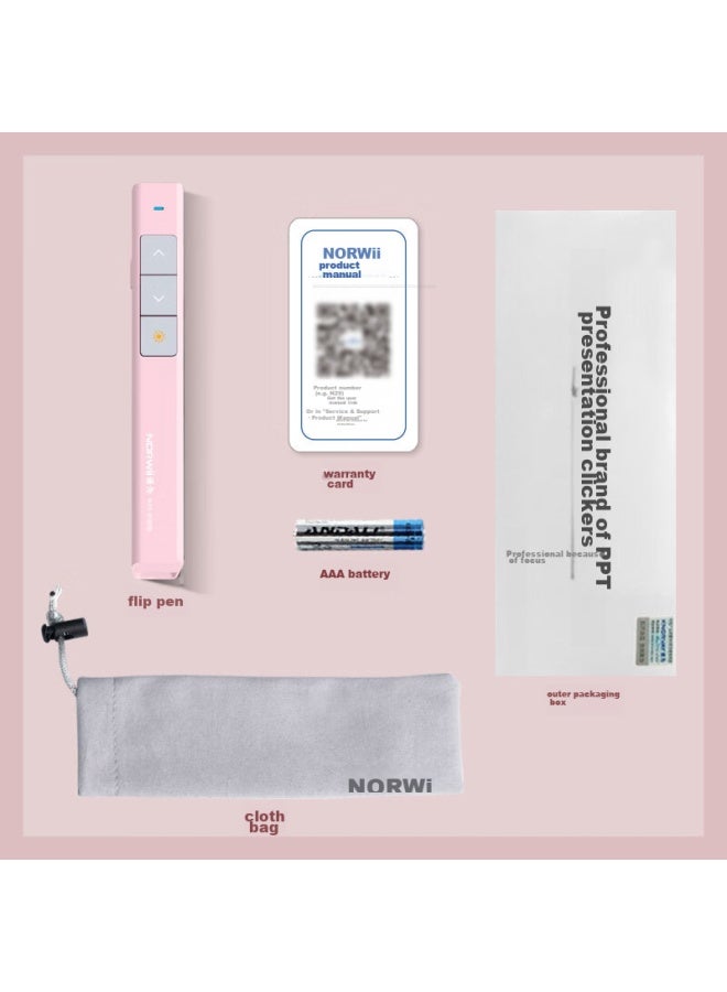 Norwii 360-degree Control Laser Page-turning Pen For Teachers, 100-meter Long-range Remote Ppt Wireless Presenter Projection Pen Cat-whisker Electronic Pen N26 Red Light Pink - Image 3