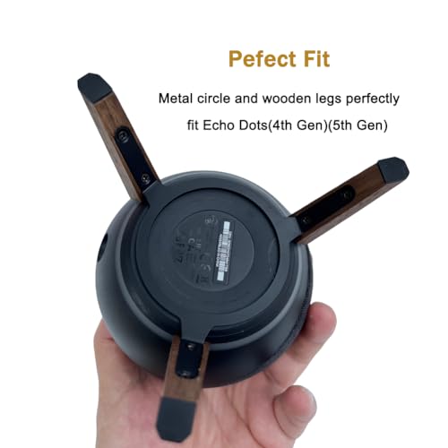 Taojavin Real Wooden Tripod Stand for Alexa Echo Dots (4th Gen)(5th Gen), Wood Stand Holder with Metal Frame and Silicone pod Feets Secure Stable Wooden Mount Holder for Echo Dot Accessories (only Stand) - Image 3