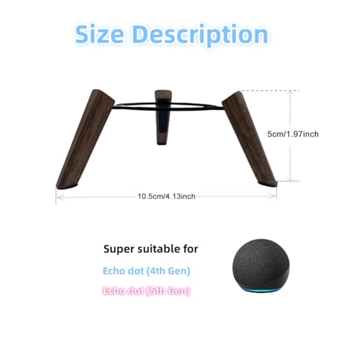 Taojavin Real Wooden Tripod Stand for Alexa Echo Dots (4th Gen)(5th Gen), Wood Stand Holder with Metal Frame and Silicone pod Feets Secure Stable Wooden Mount Holder for Echo Dot Accessories (only Stand) - Image 2