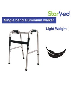 STARMED StarMed Aluminium Single Bend Walker, Adjustable Height, Lightweight Walking Support, button bend  - Image 3