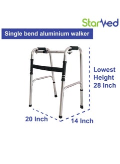 STARMED StarMed Aluminium Single Bend Walker, Adjustable Height, Lightweight Walking Support, button bend  - Image 5