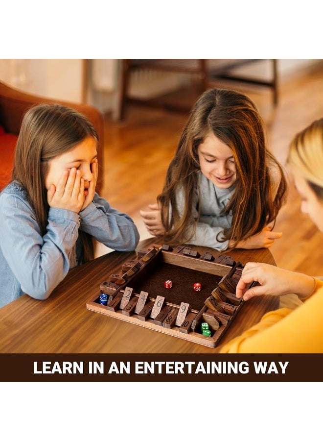 ropoda 12 Inches 4-Way Shut The Box Dice Board Game (2-4 Players) for Kids & Adults [4 Sided Large Wooden Board Game, 8 Dice + Shut-The-Box Rules] Smart Game for Learning Addition - Image 1
