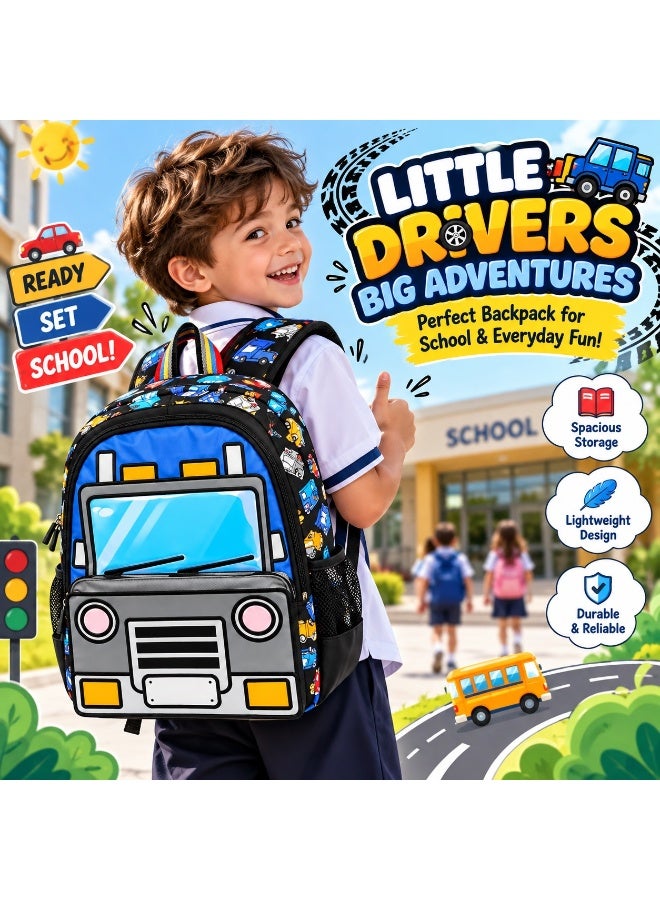 Kidzilla Waterproof School Bag for Boys, Dark Blue Robot Print Backpack, 35x26x10cm Durable Bookbag Gift - Image 2