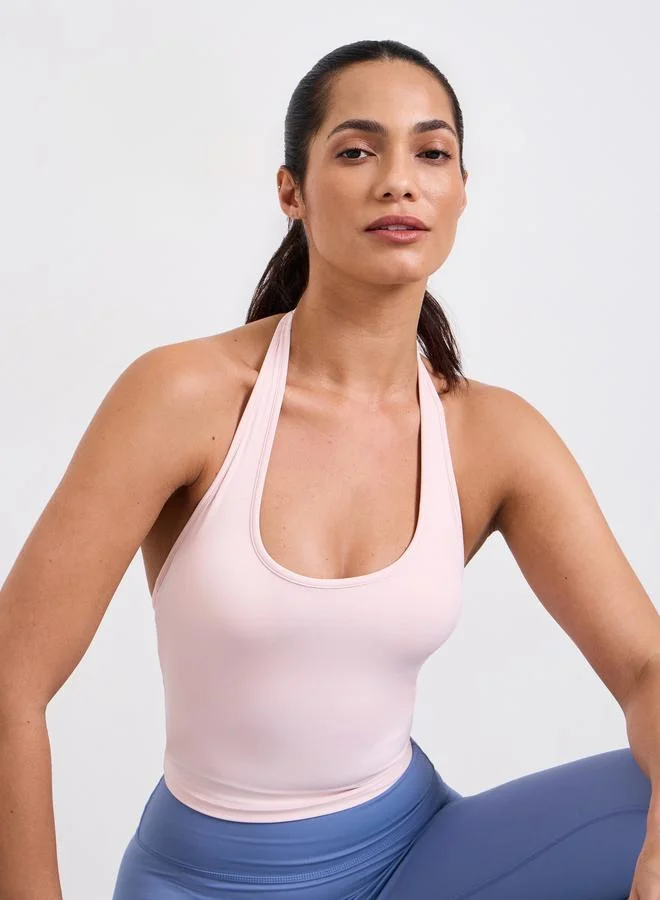 تايك تو Pink Halter Neck Yoga Sports Vest with Padded Cups