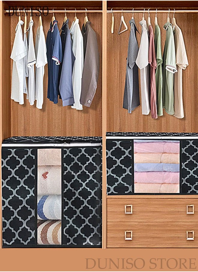 DUNISO - 3-Piece Large Capacity Foldable Storage Bag with Clear Window Clothes Storage Bins Storage Containers with Durable Handles Thick Fabric for Blanket Comforter Clothing Bedding - Image 1