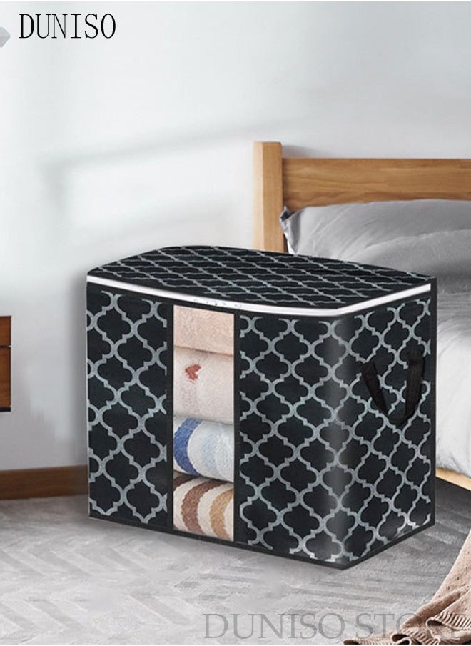 DUNISO - 3-Piece Large Capacity Foldable Storage Bag with Clear Window Clothes Storage Bins Storage Containers with Durable Handles Thick Fabric for Blanket Comforter Clothing Bedding - Image 1
