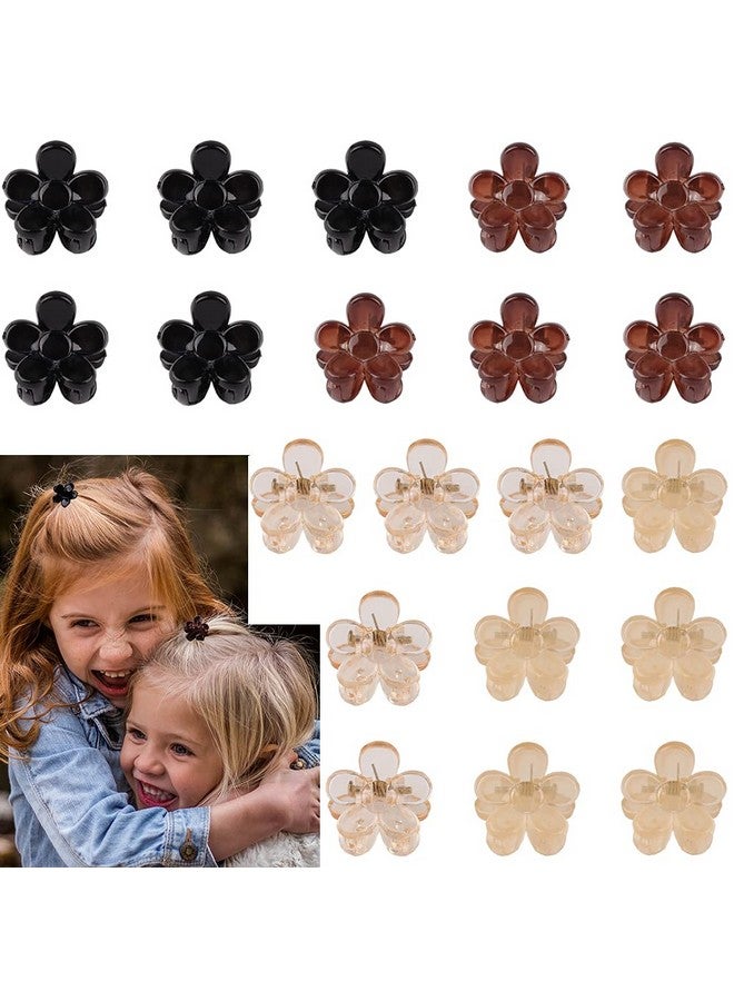 AOPRIE Oprie Mini Hair Clips For Girls 20 Count Small Size Sun Flower Claw Clip For Girls Hair Clips Claw Hair Accessories For Women Girls Black Brown Clear Plastic - Image 2