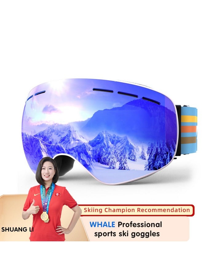 Whale - Ski Goggles Otg Over Glasses Snowboard Goggles For Men Women Adult Anti Fog Snow Goggles 100% Uv Protection Modern Spherical Lens - Image 1