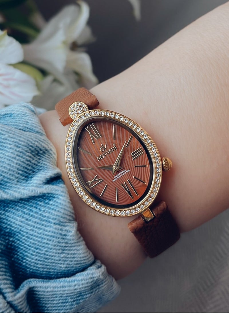 ديفوشي ساعه يد نسائيه ديفوشي جلد بلون بني - Image 1