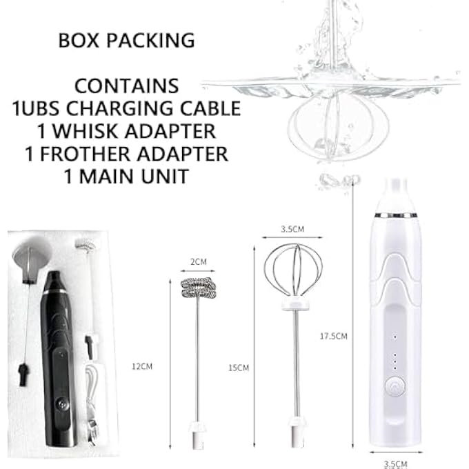 NALACAL خلاط رغوة الحليب المزدوج القابل لإعادة الشحن، خلاط رغوة القهوة المحمول، 3 سرعات قابلة للتعديل، صانع رغوة، خلاط لاتيه، كابتشينو، ماتشا، شوكولاتة ساخنة، بيض ماتشا أبيض - Image 5