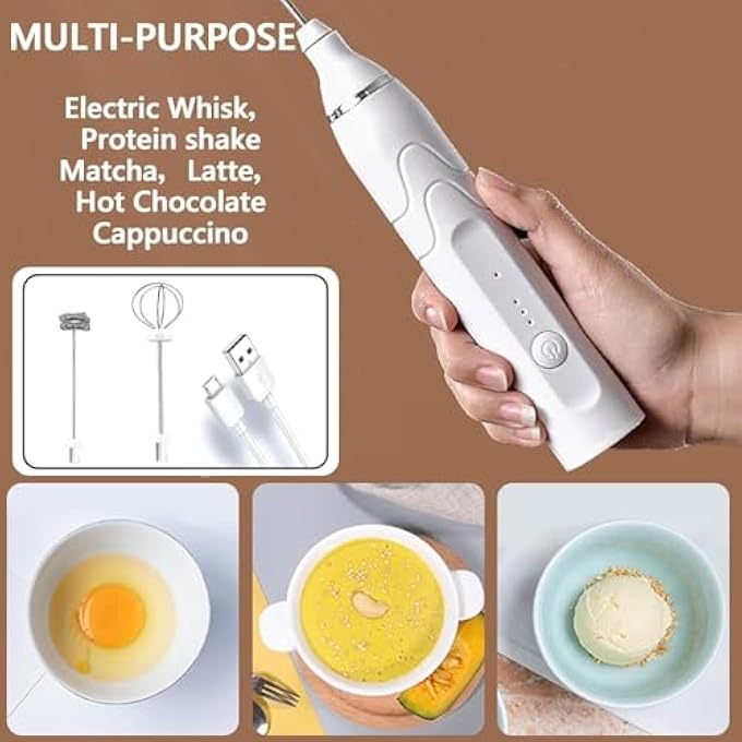 NALACAL خلاط رغوة الحليب المزدوج القابل لإعادة الشحن، خلاط رغوة القهوة المحمول، 3 سرعات قابلة للتعديل، صانع رغوة، خلاط لاتيه، كابتشينو، ماتشا، شوكولاتة ساخنة، بيض ماتشا أبيض - Image 4