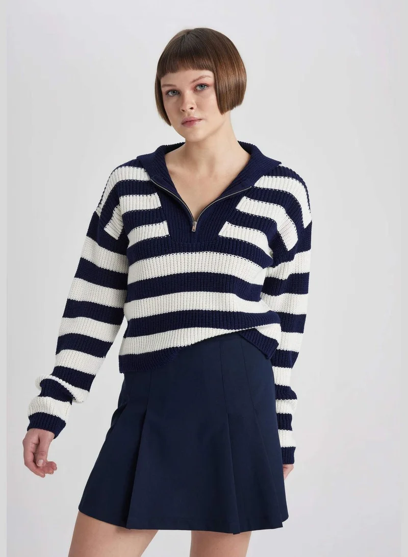 DeFacto Woman Tricot Pullover Polo Neck Long Sleeve