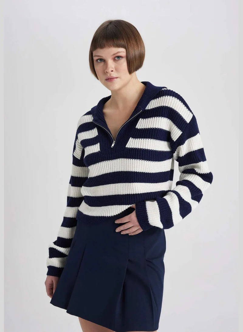 DeFacto Woman Tricot Pullover Polo Neck Long Sleeve