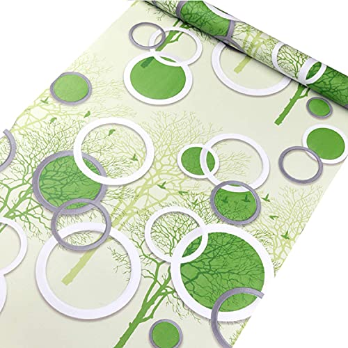 RedChimes Self Adhesive Removable Peel and Stick Easy to Clean Wallpaper 45 X 304.8 cm (Circle Green) - Image 1
