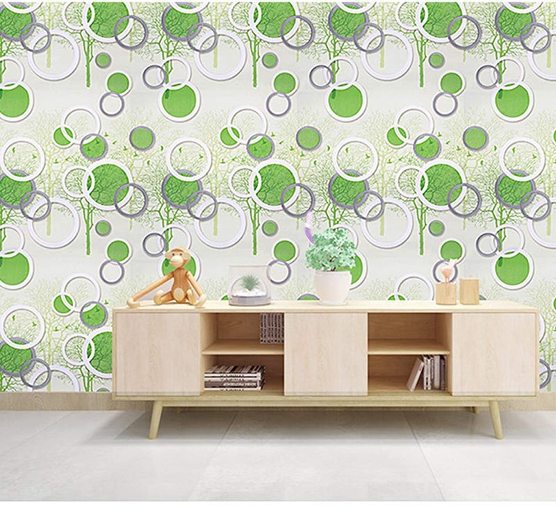 RedChimes Self Adhesive Removable Peel and Stick Easy to Clean Wallpaper 45 X 304.8 cm (Circle Green) - Image 4