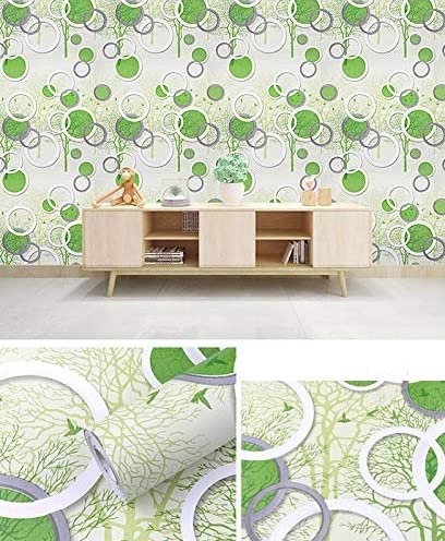 RedChimes Self Adhesive Removable Peel and Stick Easy to Clean Wallpaper 45 X 304.8 cm (Circle Green) - Image 3