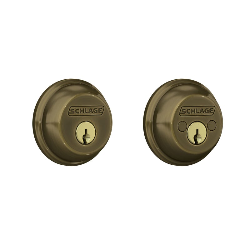 SCHLAGE B62N609 Deadbolt Keyed 2 Sides Antique Brass