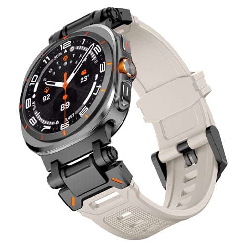 WINGLE Compatible for Galaxy Watch Ultra Bands 47mm 20252024 Men Sport Silicone Rubber Band Armor Military Rugged Samsung Galaxy Watch Ultra Band Stainless Steel Metal Connector BlackStarlight - Image 1