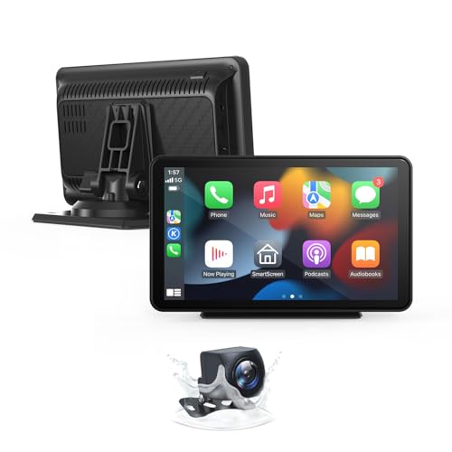 antika Wireless Carplay Screen for Car 7 Portable Apple Carplay Android Auto Car Stereo with Backup Camera GPS NavigationMirror LinkVoice Control SiriBluetooth FM AUX for All Vehicles - Image 1