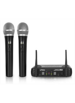 Professional Wireless Microphone System - Dual UHF Band, Wireless, Handheld, 2 MICS With 8 Selectable Frequency Channels, Independent Volume Controls, AF & RF Signal Indicators - Pyle PDWM3375