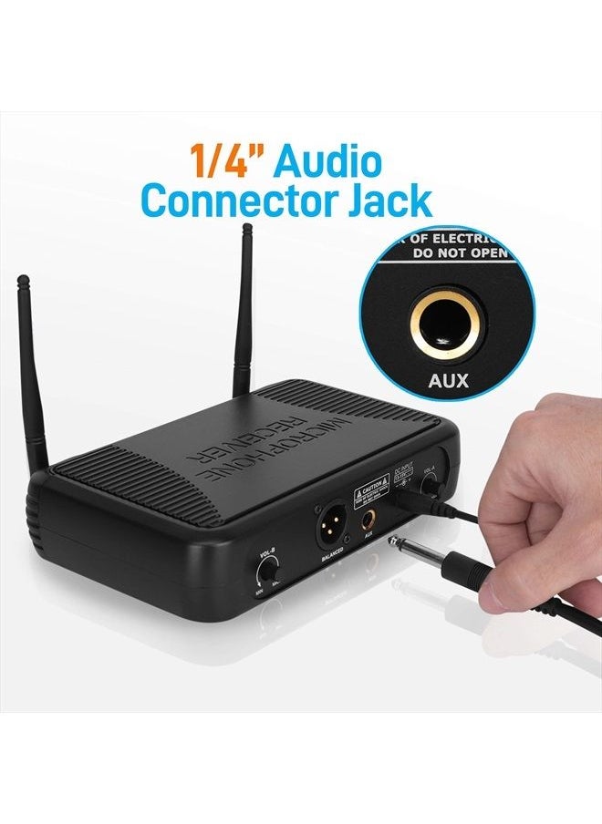 Pyle - Professional Wireless Microphone System - Dual UHF Band, Wireless, Handheld, 2 MICS With 8 Selectable Frequency Channels, Independent Volume Controls, AF & RF Signal Indicators - Pyle PDWM3375 - Image 1