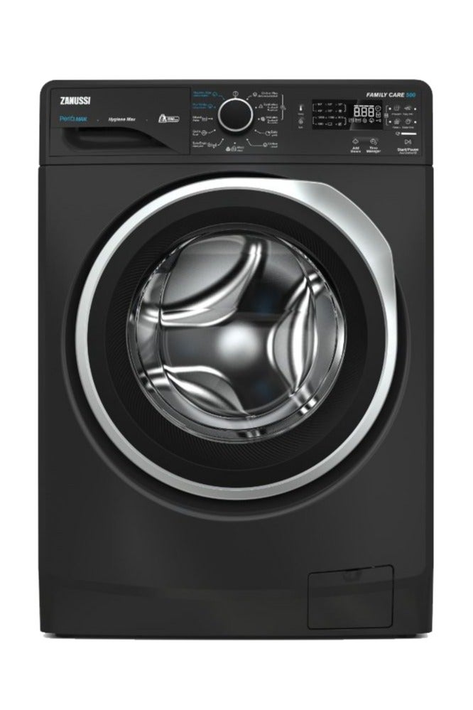 ZANUSSI Zanussi Fully Automatic Washing Machine, Front Load, 8 kg, 1200 RPM, Digital Screen, Grey with Black Door, ZWF8240DS5 