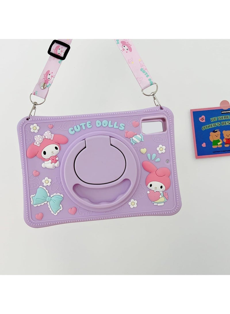 VKL Case for Xiaomi Redmi Pad SE 11 inch 2023 Tablet, Portable Handle Stand, Kids Friendly Soft Silicone Cover with Shoulder Strap for Xiaomi Redmi Pad SE 11 inches 2023 (purple-rabbit) - Image 1