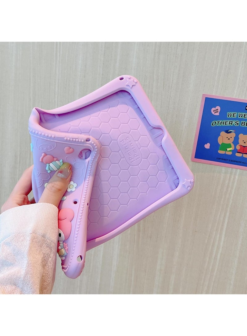 VKL Case for Xiaomi Redmi Pad SE 11 inch 2023 Tablet, Portable Handle Stand, Kids Friendly Soft Silicone Cover with Shoulder Strap for Xiaomi Redmi Pad SE 11 inches 2023 (purple-rabbit) - Image 3