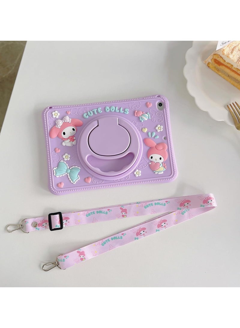 VKL Case for Xiaomi Redmi Pad SE 11 inch 2023 Tablet, Portable Handle Stand, Kids Friendly Soft Silicone Cover with Shoulder Strap for Xiaomi Redmi Pad SE 11 inches 2023 (purple-rabbit) - Image 4