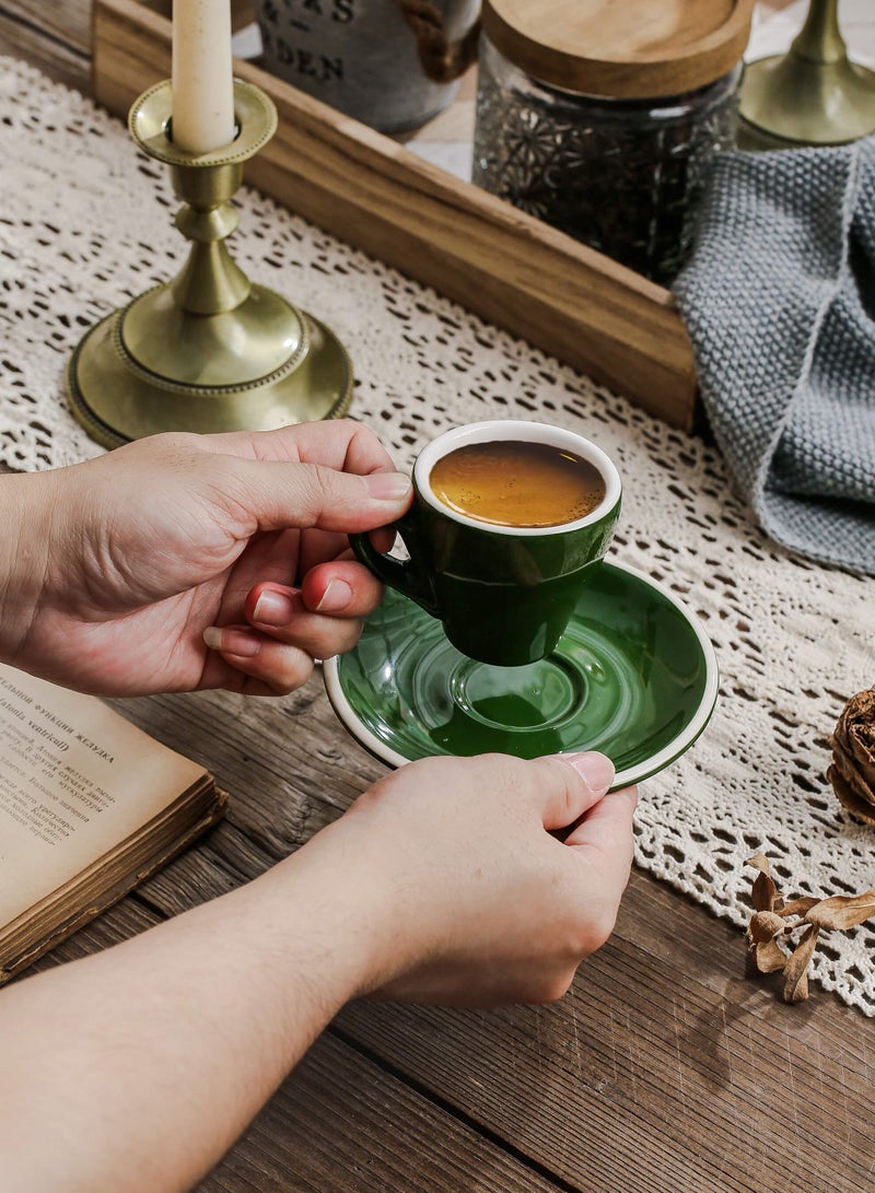 شور فناجين قهوة سيراميك، فناجين إسبريسو، فناجين قهوة عربية، فناجين قهوة تركية، طقم فناجين وصحون، مناسب للمنزل، المكتب، المطاعم، حفلات الحديقة، طقم شاي ما بعد الظهيرة. - Image 2