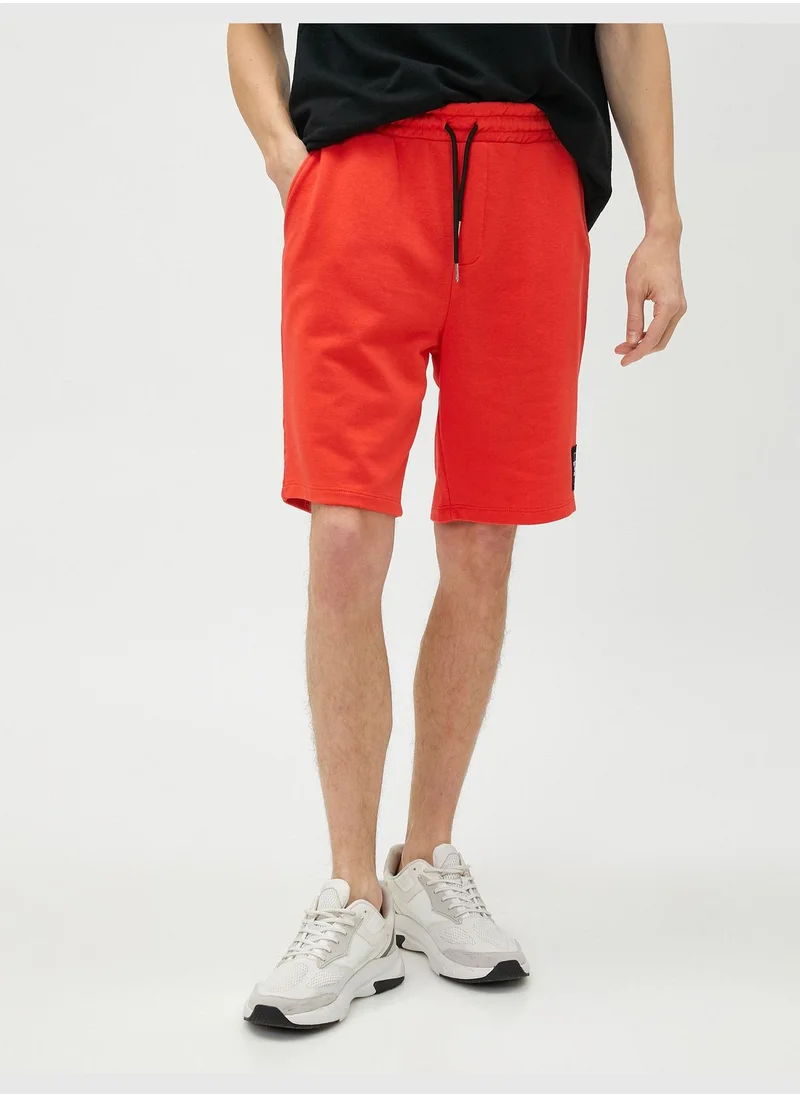 KOTON Drawstring Shorts Tag Printed Pocket Detailed Slim Fit