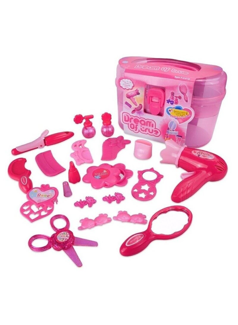 Hair Salon Toy Set for 3 Years+ Girls, Hairdresser Role-Play Pretend Play Kit, Includes Hair Dryer, Curling Iron, Mirror, Scissors, and Styling Accessories - Image 4