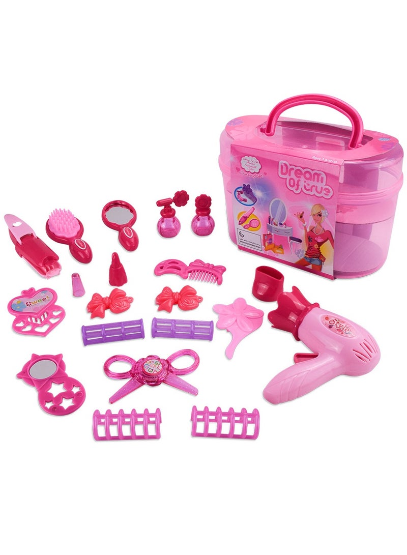 Hair Salon Toy Set for 3 Years+ Girls, Hairdresser Role-Play Pretend Play Kit, Includes Hair Dryer, Curling Iron, Mirror, Scissors, and Styling Accessories - Image 3