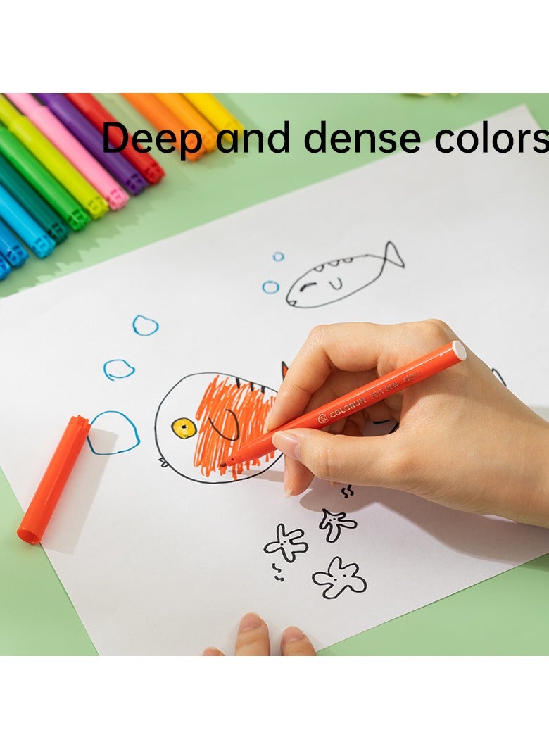 Deli EC10023 24-Color Felt Pen Set in Carry Pouch – ideal for vibrant illustrations, journaling, and school projects - Image 5