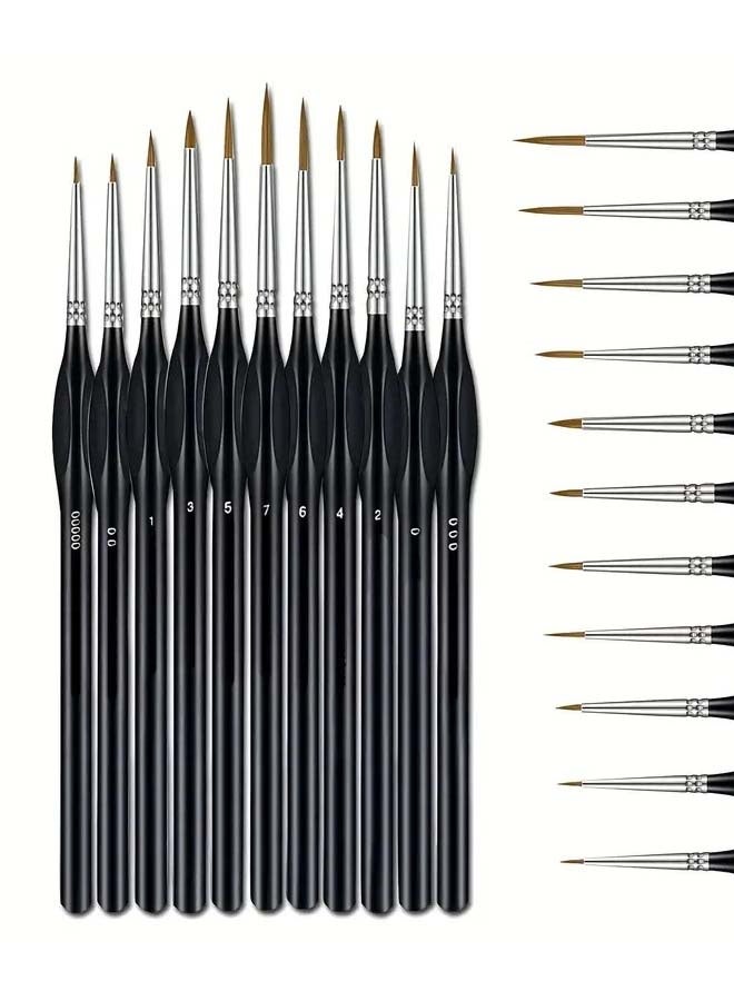 تشورود مجموعة فرش رسم دقيقة مكونة من 11 قطعة، بتصميم مانع للانزلاق، فرش رسم احترافية صغيرة الحجم، فرش رفيعة للرسم الدقيق بالألوان المائية والأكريليك والزيت (أسود) - Image 5