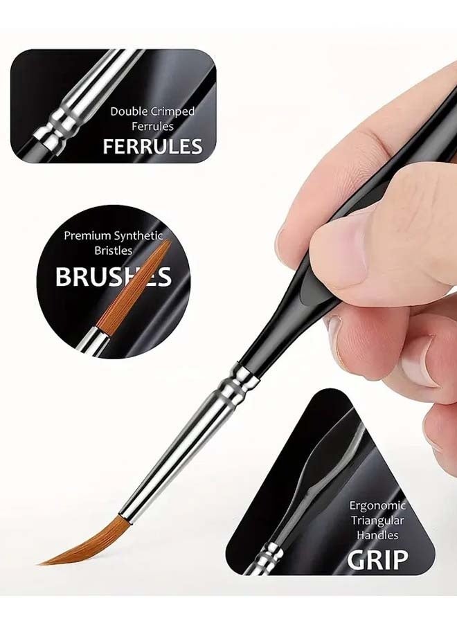 تشورود مجموعة فرش رسم دقيقة مكونة من 11 قطعة، بتصميم مانع للانزلاق، فرش رسم احترافية صغيرة الحجم، فرش رفيعة للرسم الدقيق بالألوان المائية والأكريليك والزيت (أسود) - Image 3