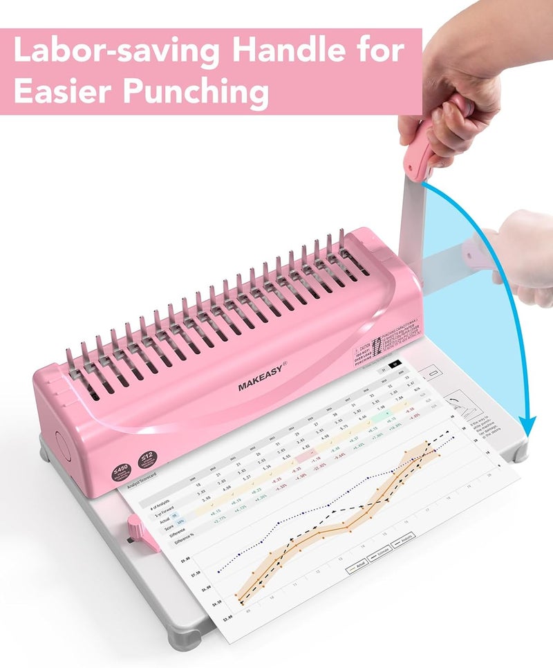 Makeasy Binding Machine, 21-Hole, Comb Binding Machines with 100PCS Comb Bindings Spines, Comb Binder for Letter Size, A4, A5 Paper - Image 4