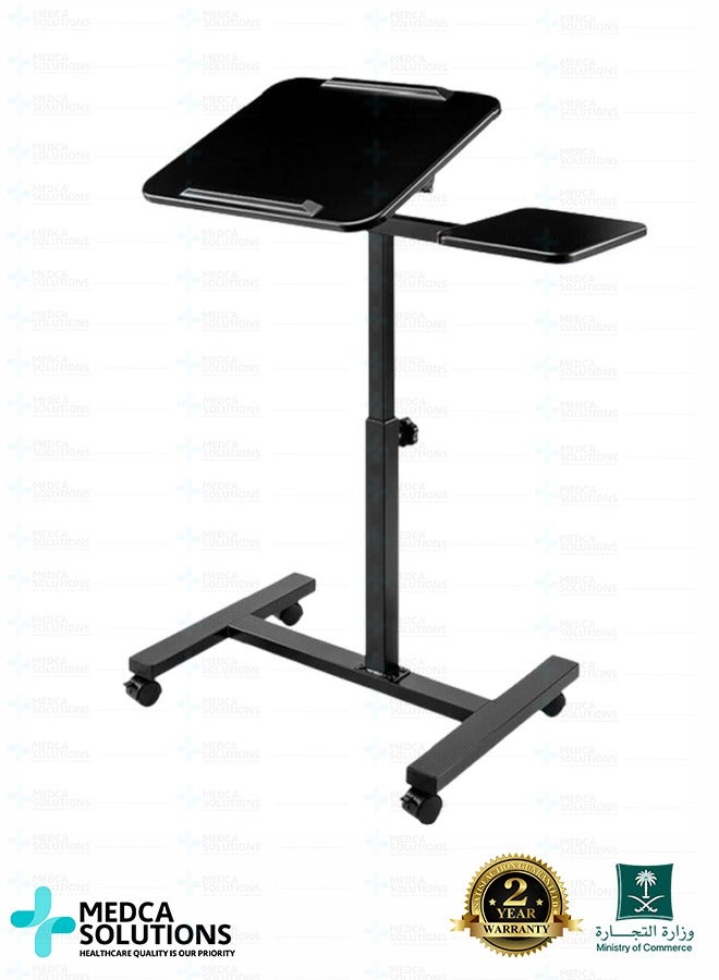 Medca Solutions Laptop Desk Trolley – Adjustable Height – Stainless Steel – Medical Grade - Image 1