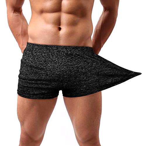 Lehmanlin Men's Bodybuilding Shorts 3 Inch Inseam Workout Training Muscle Short Shorts Stretch Quick Dry(Black-XL) - Image 1
