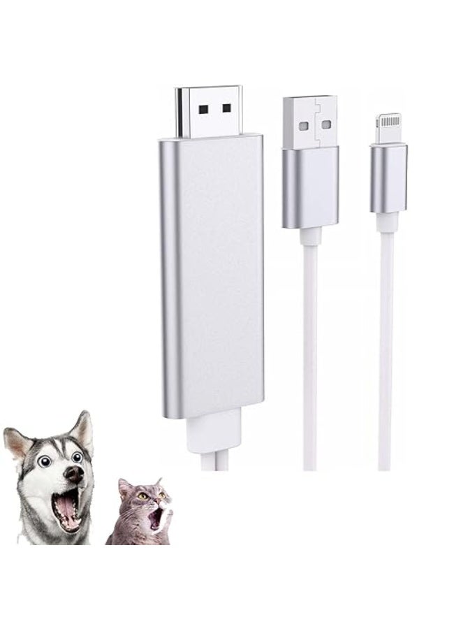 كابل محول Lightning إلى HDMI متوافق مع أجهزة iPhone و iPad، كابل توصيل تلفزيون عالي الدقة 1080p لأجهزة iPhone/iPad/iPod بالتلفزيون/جهاز العرض/الشاشة - 6.6 قدم، أبيض - Image 2