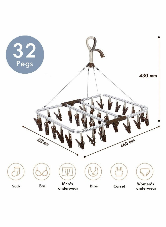 Drying Clothes Clips Foldable Rack with 32 Windproof and Dropproof Drip Hanger for Socks Baby Towel Underwear Hat Scarf Pants Gloves  - Image 3