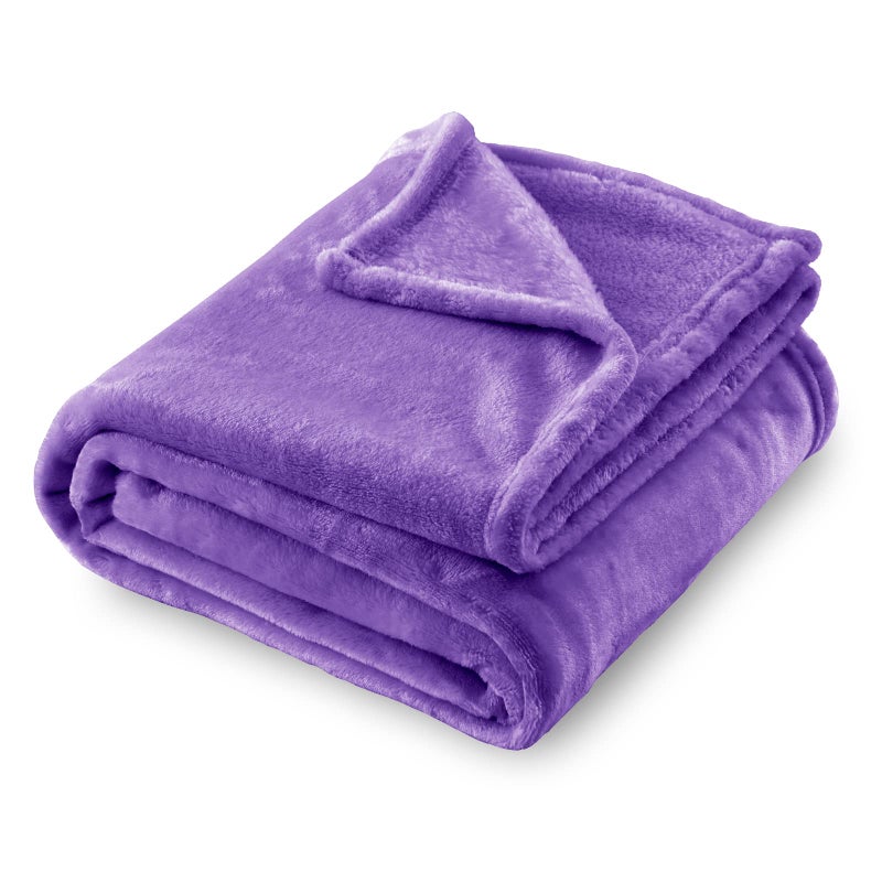 SOCHOW Flannel Fleece Blanket Queen Size All Season Lightweight Super Soft Cozy Blanket for Bed or Couch Purple 90x90 inches