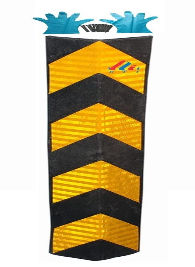 K T I® Pillar Guard Rubber Material V Shaped Corner Guard with Yellow Reflective Tapes for High Visibility in Dark with Installation Kit- 800mm - Image 1