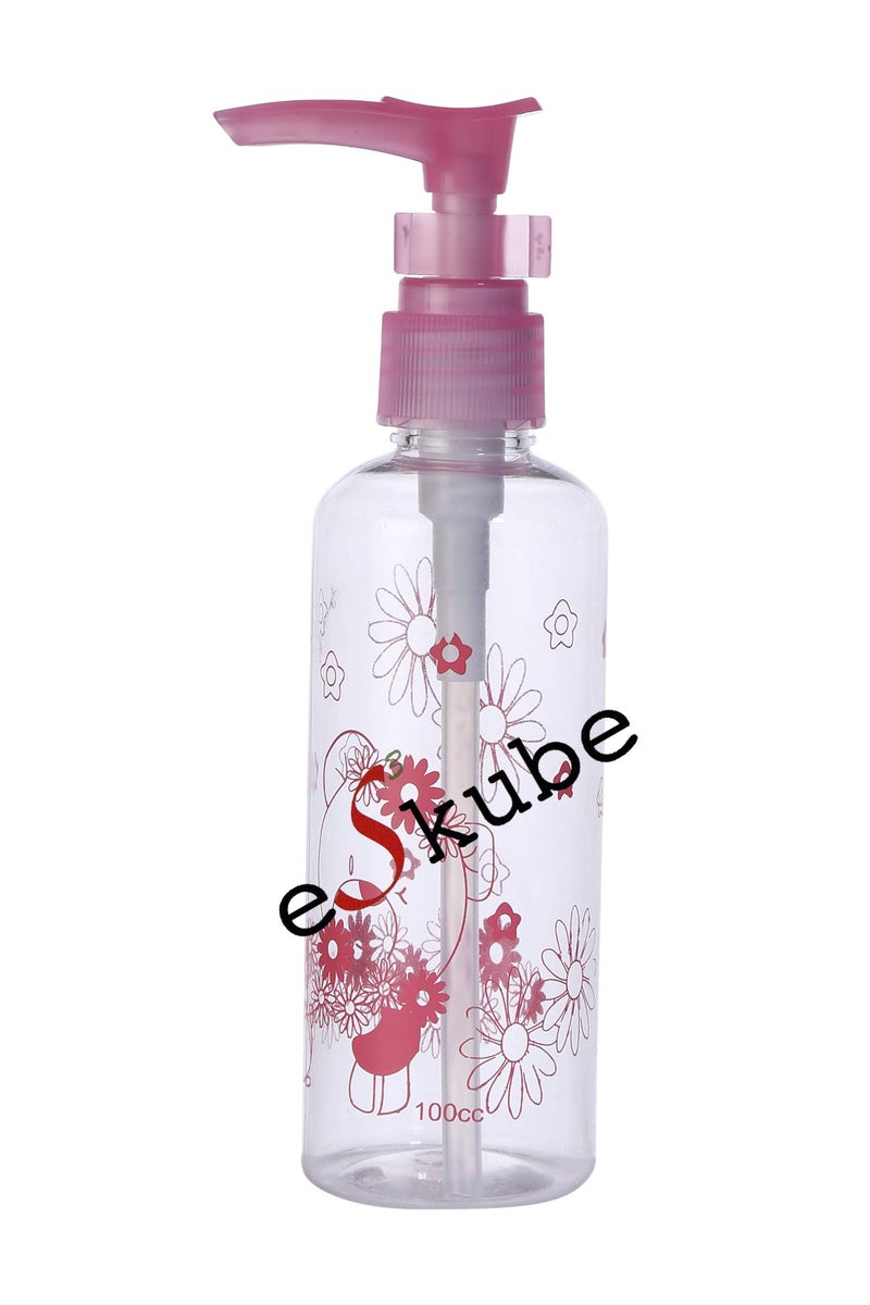 eS³kube 100ml Empty Printed Bottle for Sanitizer/Lotion/Cream/Soap Dispenser (Multi Purpose) with Pump Action and Safety Lock - (Set of 3 pc) - Color & Design May Vary - Image 4